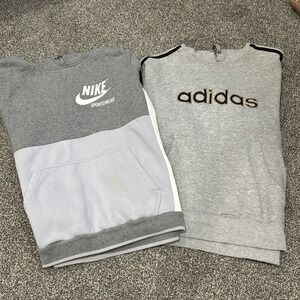 Lot Of 2 XL Pullover Hoodies Nike Adidas Gray See Description- Unisex, Women's